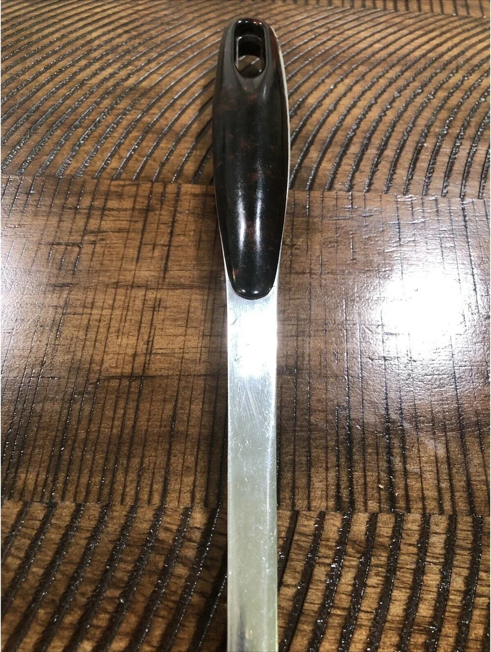 Vtg 14” Stainless Steel Slotted Serving Spoon Faux Tortoiseshell/ Marbled Handle